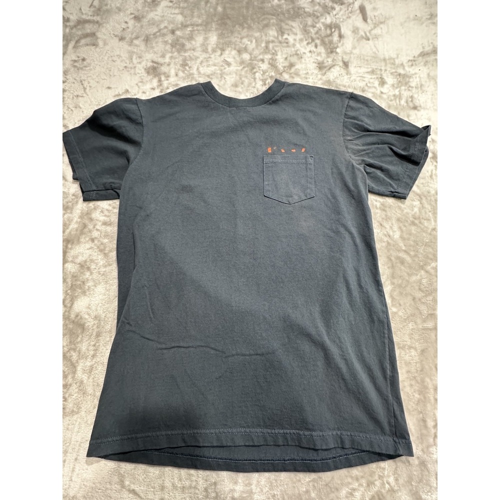RVCA T-Shirt Men's Size Medium Grayish Blue Short Sleeve Crew Neck Pocket Faded